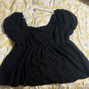 Elegant Black Eyelet Women's Top torrid